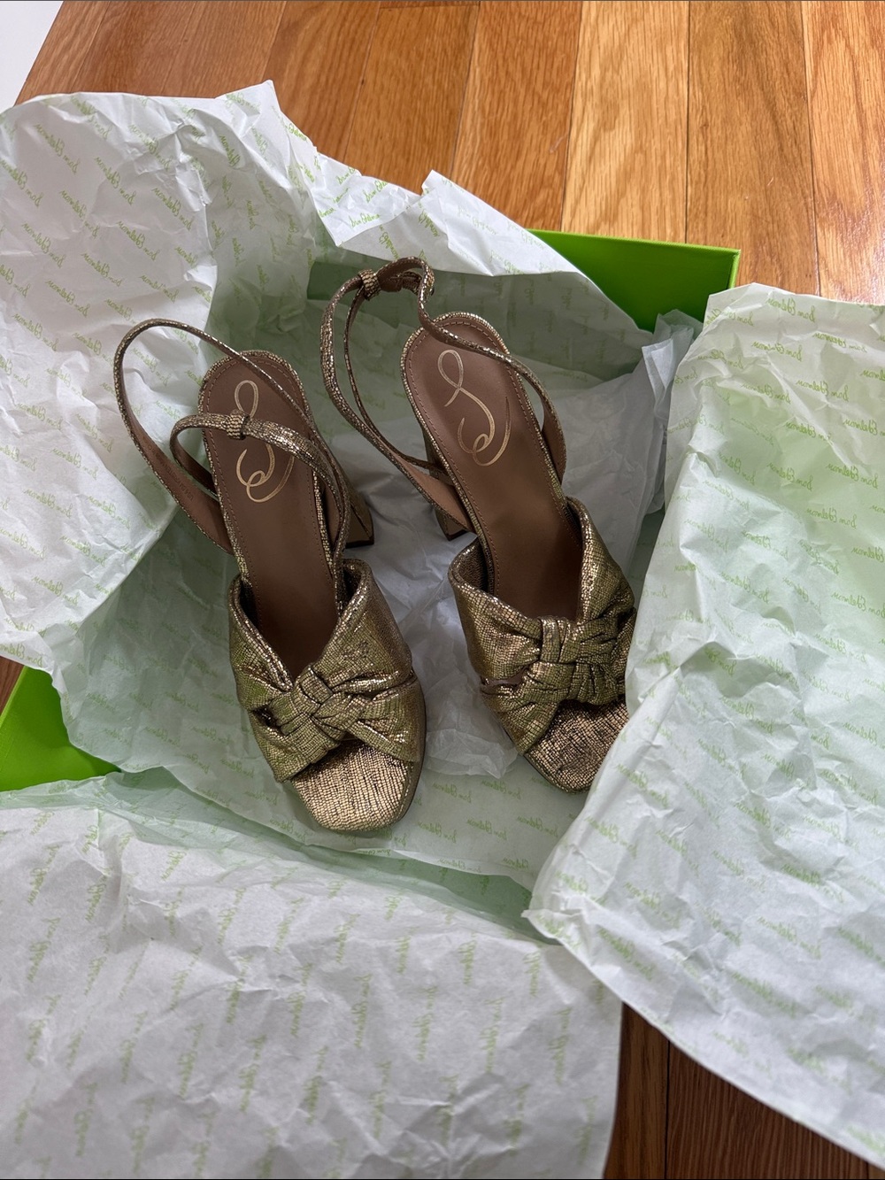 Sam Edelman Women's Metallic Gold Slingback Knot Sandals